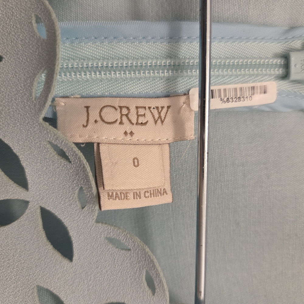 J. Crew ( J Crew) women's blue midi dress size 0 seafoam shift lasercut - Picture 4 of 11